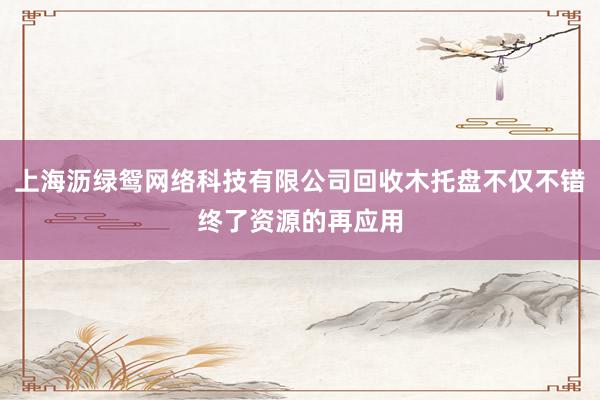 上海沥绿鸳网络科技有限公司回收木托盘不仅不错终了资源的再应用